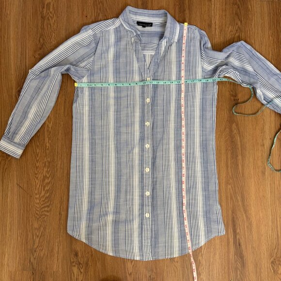Club Z Striped Cotton Button-Front Beach Cover-Up / Shirt Dress - Picture 10 of 12